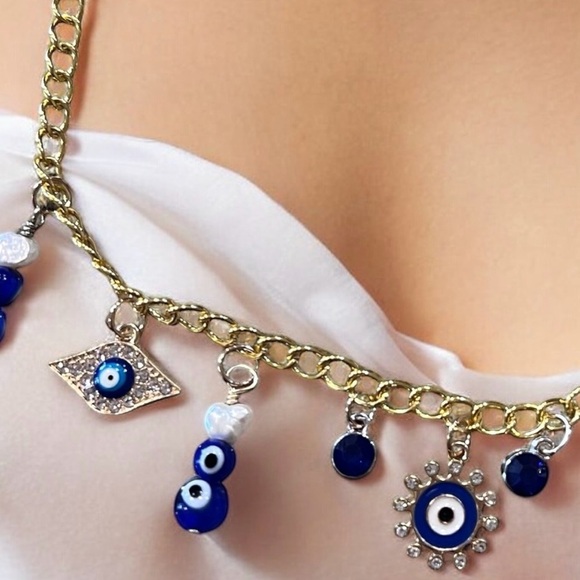 Evil eye charm necklace. 19” - Picture 6 of 16